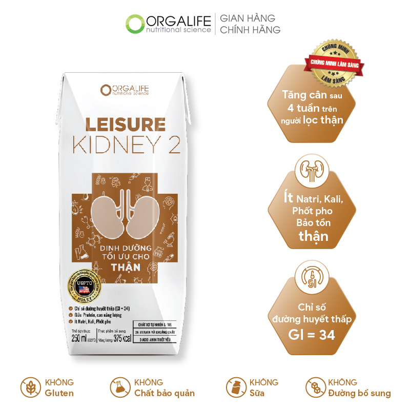 Thùng 30 hộp thực phẩm dinh dưỡng y học Leisure Kidney 2 - Dinh dưỡng tối ưu cho thận có lọc máu