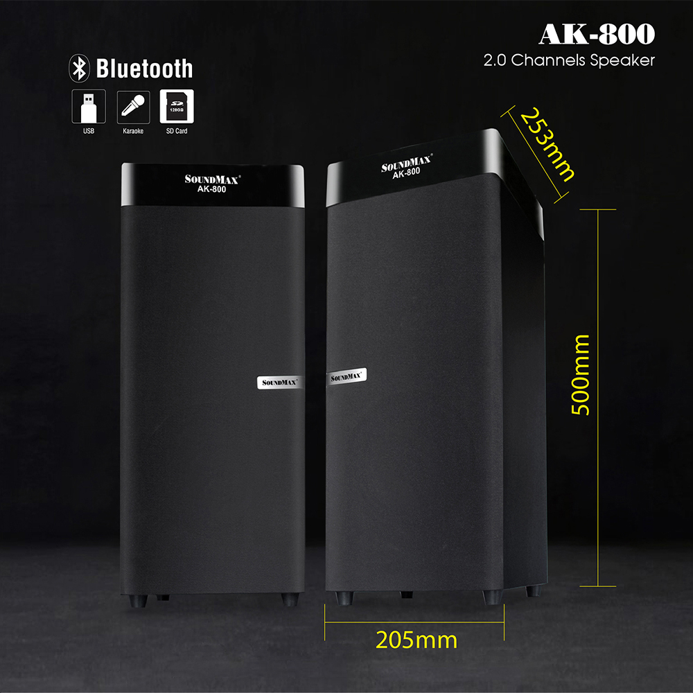 [Hàng Chính Hãng] Loa 2.0 SoundMax AK800 công suất lớn sử dụng đa phương tiện, có Karaoke, Bluetooth, sử dụng chất liệu cao cấp | AK-800 - Loa Nghe Nhạc