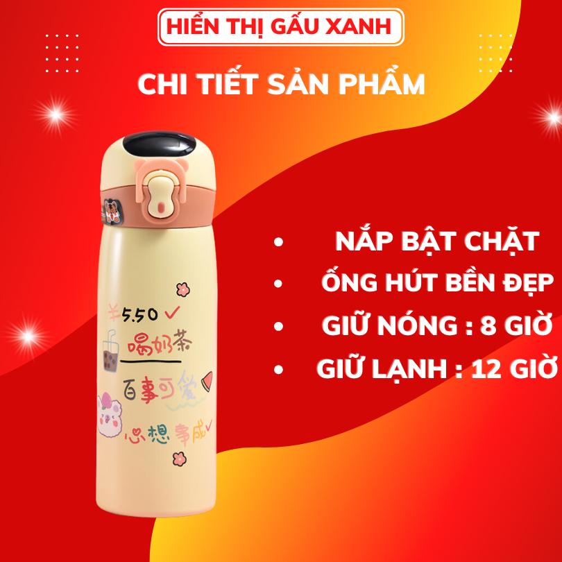 Bình giữ nhiệt hiển thị nhiệt độ 500ml Hilogi inox 316, có ống hút ,nắp bật đậy kín và dây treo, giữ nhiệt hơn 15 giờ