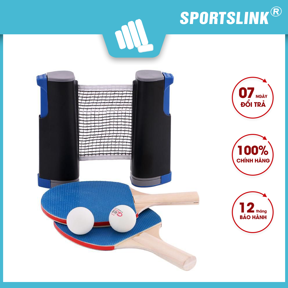 Bộ vợt bóng bàn 3 banh kèm lưới di động tiện dụng BK-6879 Sportslink