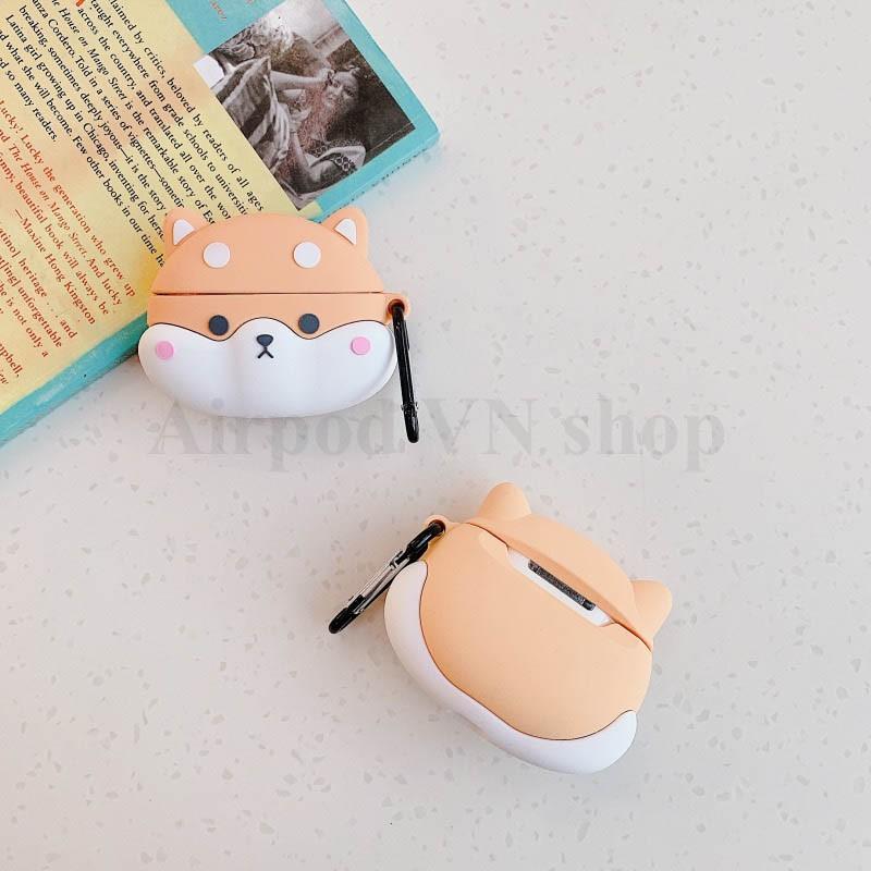 Bao Case Ốp dành cho Airpods 1-2 và Airpods Pro chó Shiba Unu vàng silicon cao cấp