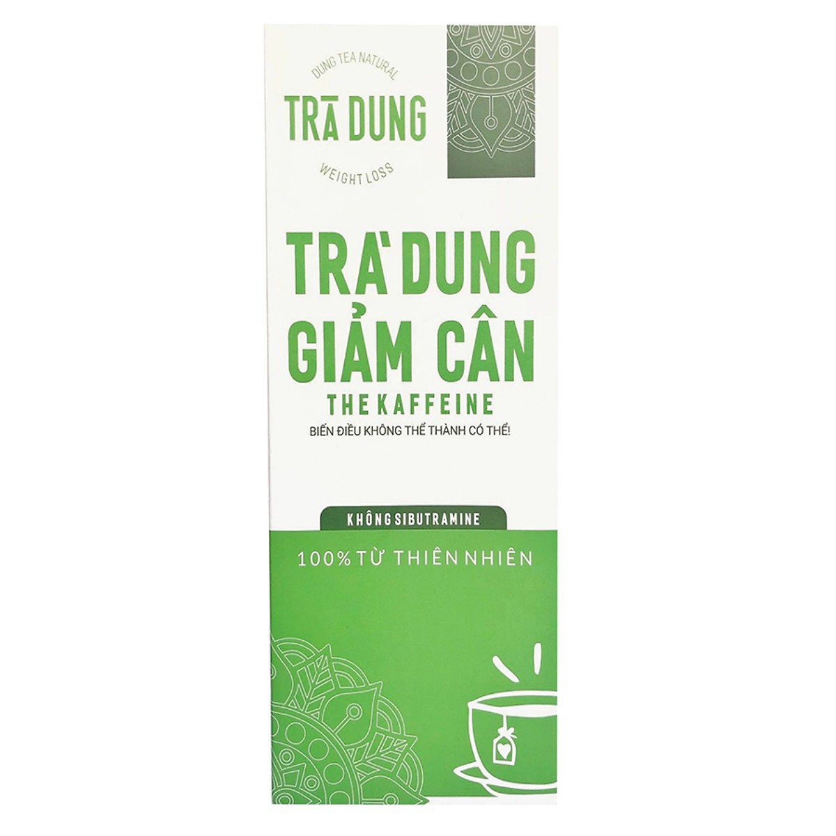 03 Hộp Trà Giảm Cân - Trà Dung Giảm Cân The Kaffeine - 30 túi lọc 250g ( Liệu Trình 1 Tháng)