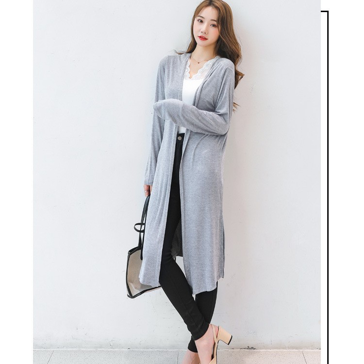 Áo khoác cardigan mỏng nữ dáng dài xẻ tà mẫu mới thu đông DV10