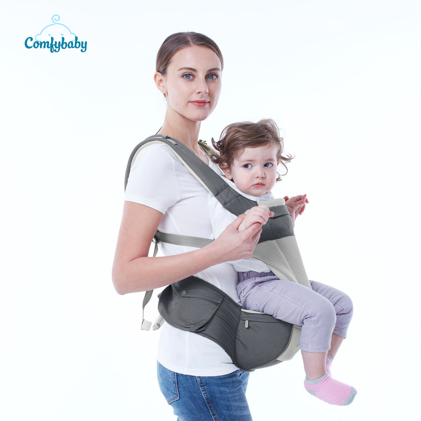 Địu Em Bé Comfybaby Trợ Lực 4 Tư Thế + Tặng 2 Khẩu Trang Xuất Nhật