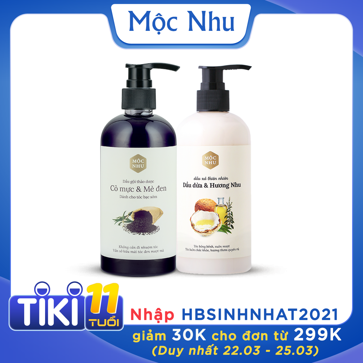 Dầu gội Cỏ Mực Mộc Nhu và Dầu xã Dầu Dừa Hương Nhu