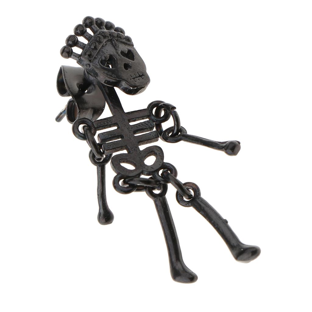 Halloween Punk Skull Head Skeleton Earring Stud Party Costume Black