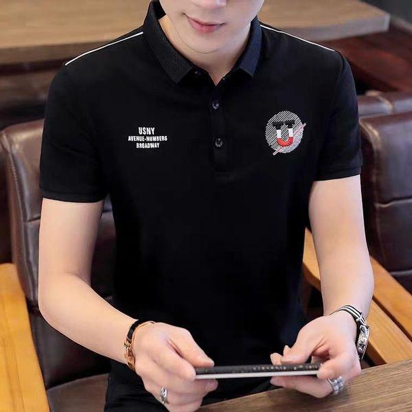 Áo thun polo nam có cổ tay ngắn vải thun cotton co giãn phong cách hàn quốc