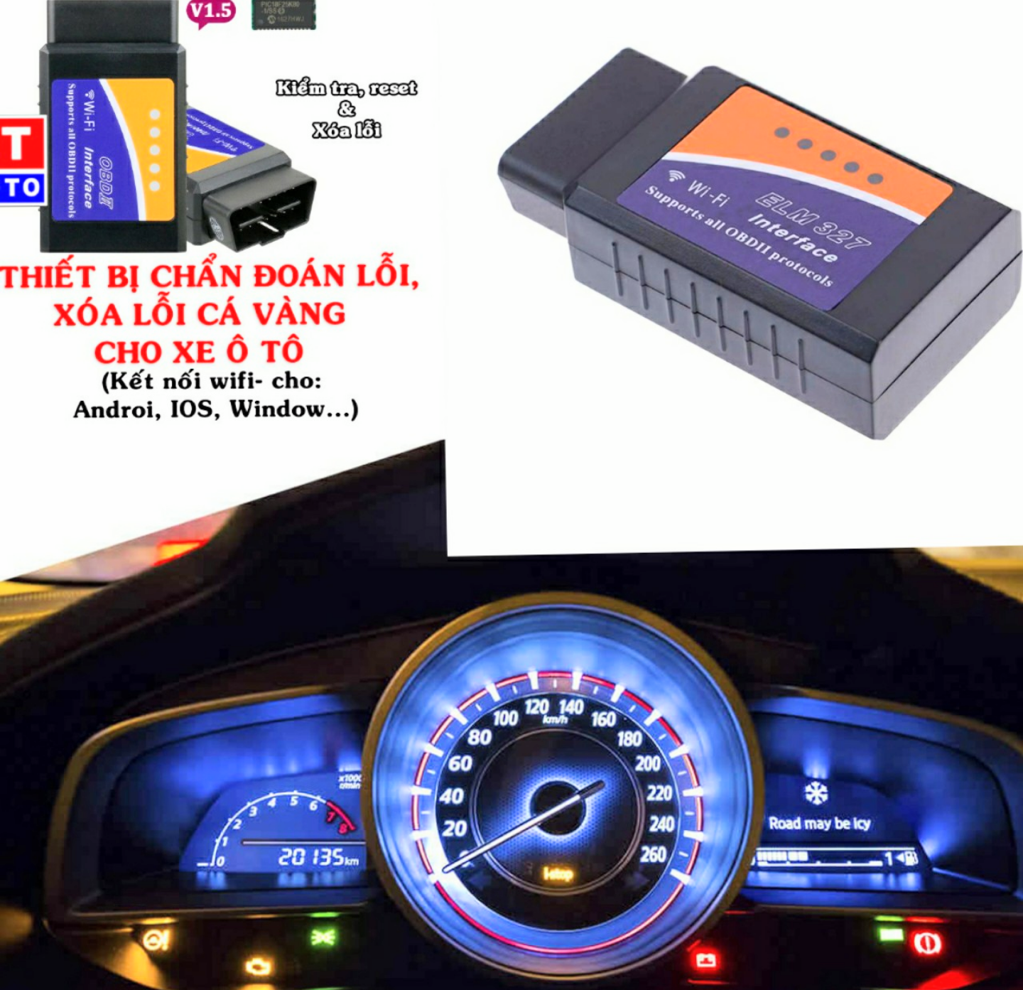 HỘP CHÍP BÁO LỖI XÓA LỖI CHUẨN ĐOÁN LỖI TRÊN XE HƠI ÔTÔ WIFI CẮM CỔNG OBD2 ELM327 TIỆN DỤNG HÀNG CHUẨN CHẤT LƯỢNG