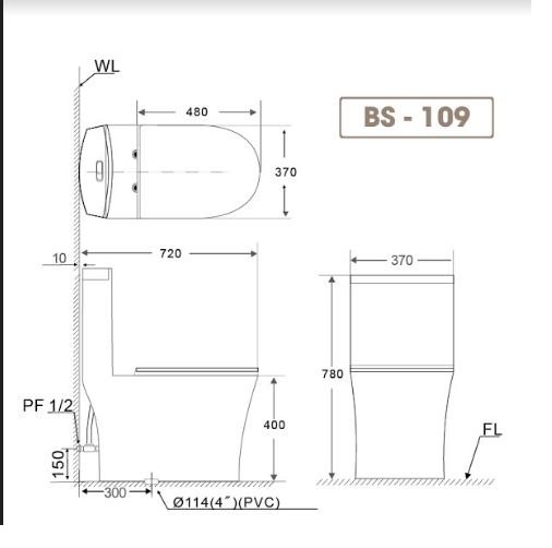 Bồn cầu một khối nắp đóng êm BS-109