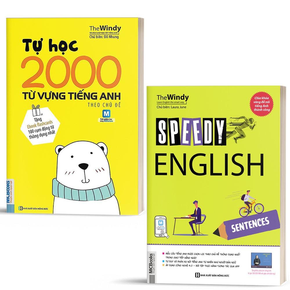 Combo Speedy English Sentences - Dành Cho Người Học Giao Tiếp và 2000 từ vựng theo chủ đề - Kèm App Học Online