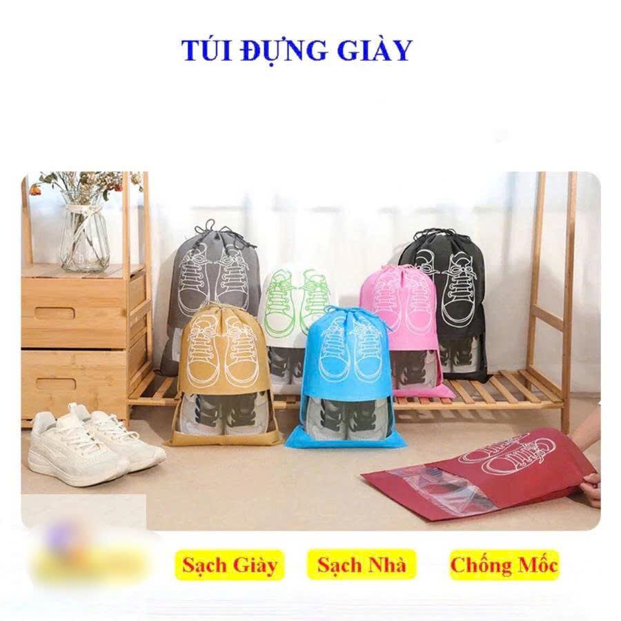Giỏ đựng giày  , Túi đựng giày dép dây rút Có Hình chống bẩn đi du lịch dã ngoại