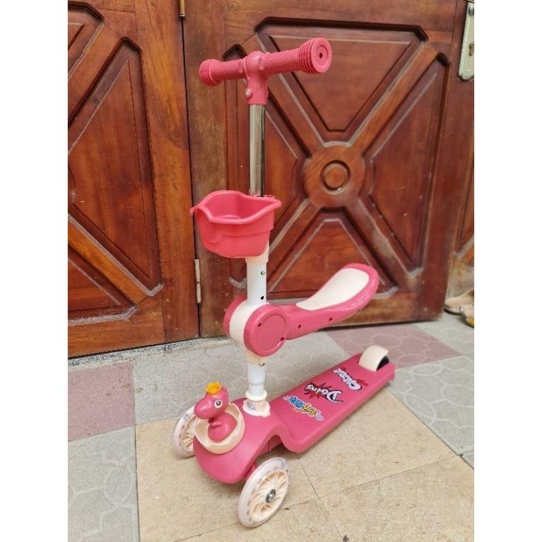Xe Scooter KHÔNG NHẠC Cho Bé Hình khủng long, Bảo Hành 1 Đổi 1, Xe Trượt Scooter Cho Bé Chòi Chân KKA0122