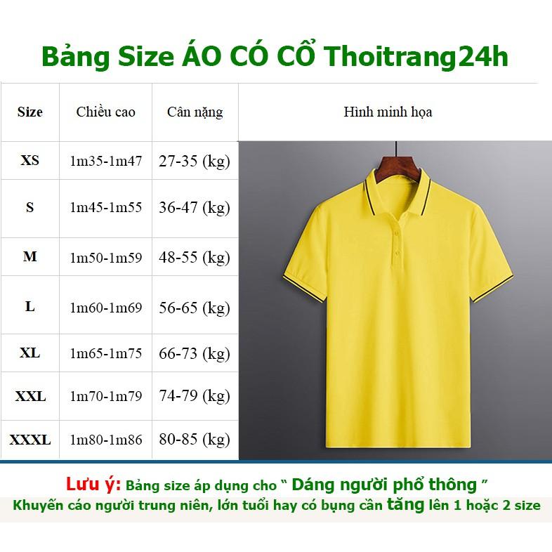 Áo Thun Cổ Bẻ Cá Sấu Mè Màu Xanh Dương Thoitrang24h Thoáng Mát Cho Nam Và Nữ