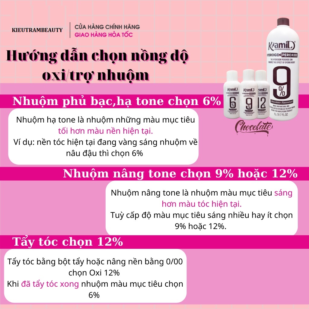 Chai Oxy Trợ nhuộm Kami - Chống xót da hương thơm - chai chiết 100ml ( không xuất hóa đơn đỏ )