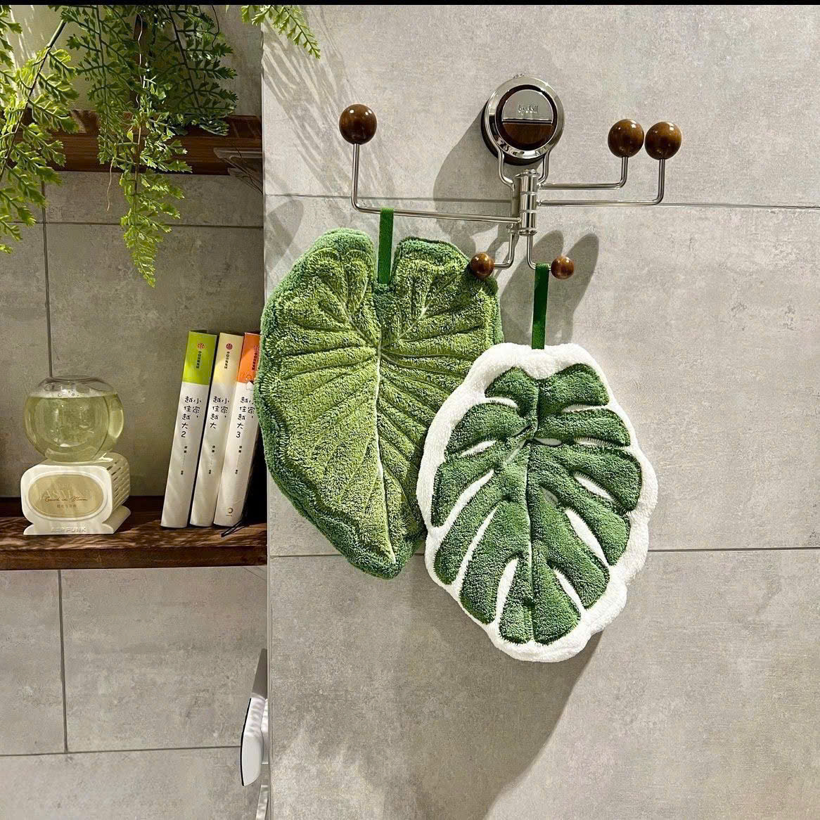 Khăn Lau Tay Nhà Tắm &amp; Khăn Decor Nhà Bếp Siêu Thấm Hút – Khăn Lông San Hô Mềm Mại, Hoa Văn Lá Dễ Thương, Nhanh Khô- HÀNG CHÍNH HÃNG MINIIN