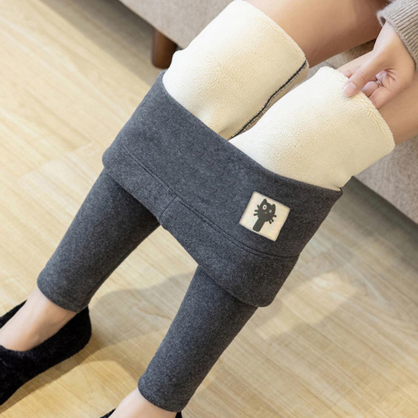Women Winter Leggings Fleece Lined High Waisted Stretch Solid Warm Pants