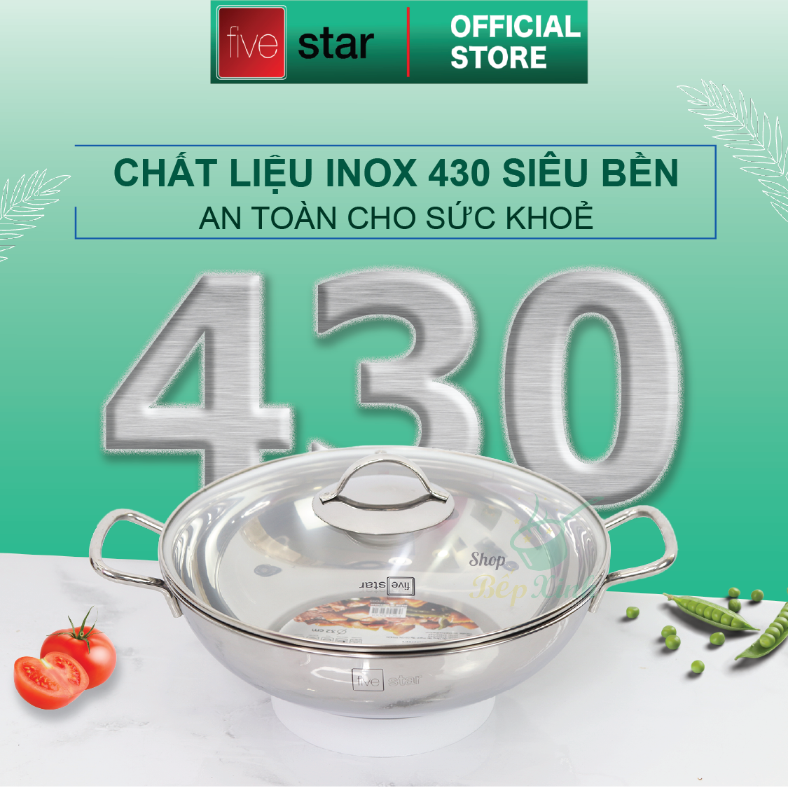 Chảo Xào 3 Đáy Nắp Kính FivestarW32-3DG