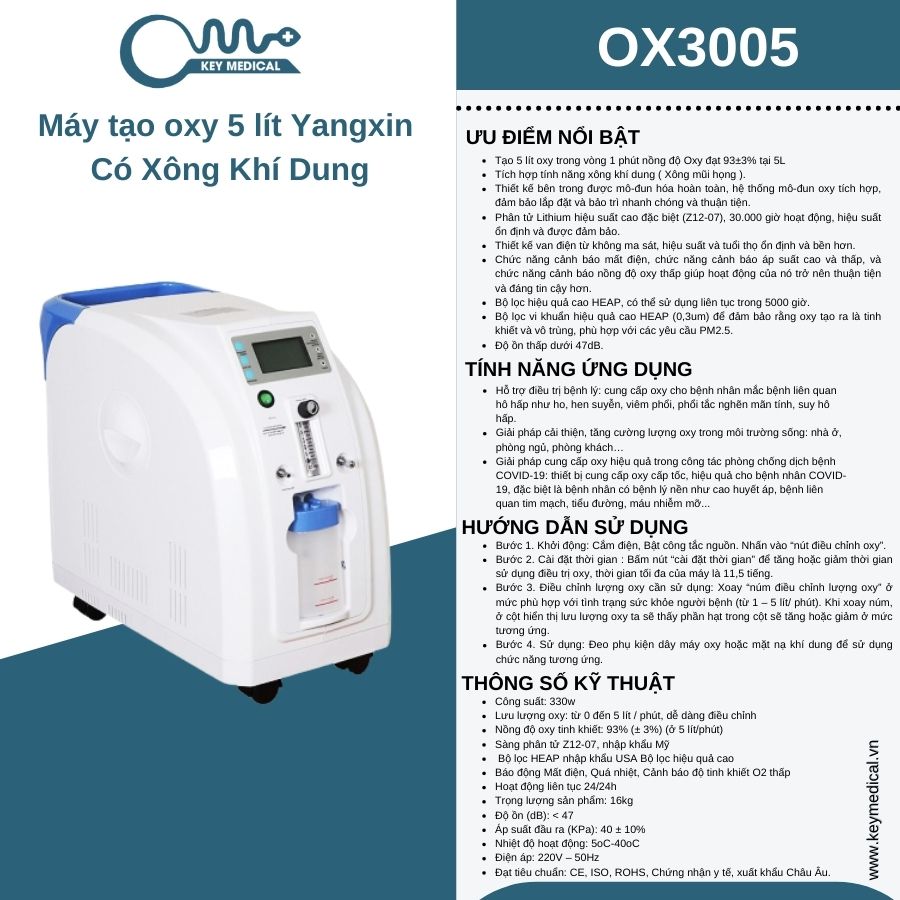 Máy tạo oxy 5 lít Yangxin có xông khí dung
