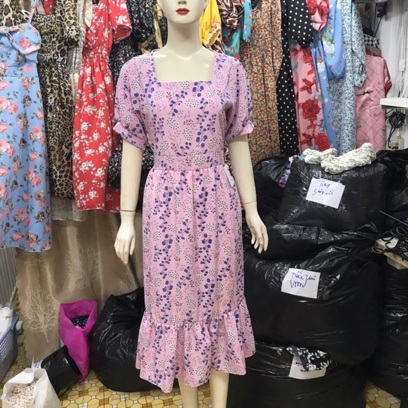 váy babydoll lụa mát đuôi cá form thoải mái mặc cực yêu freesize - váy maxi ái nhi