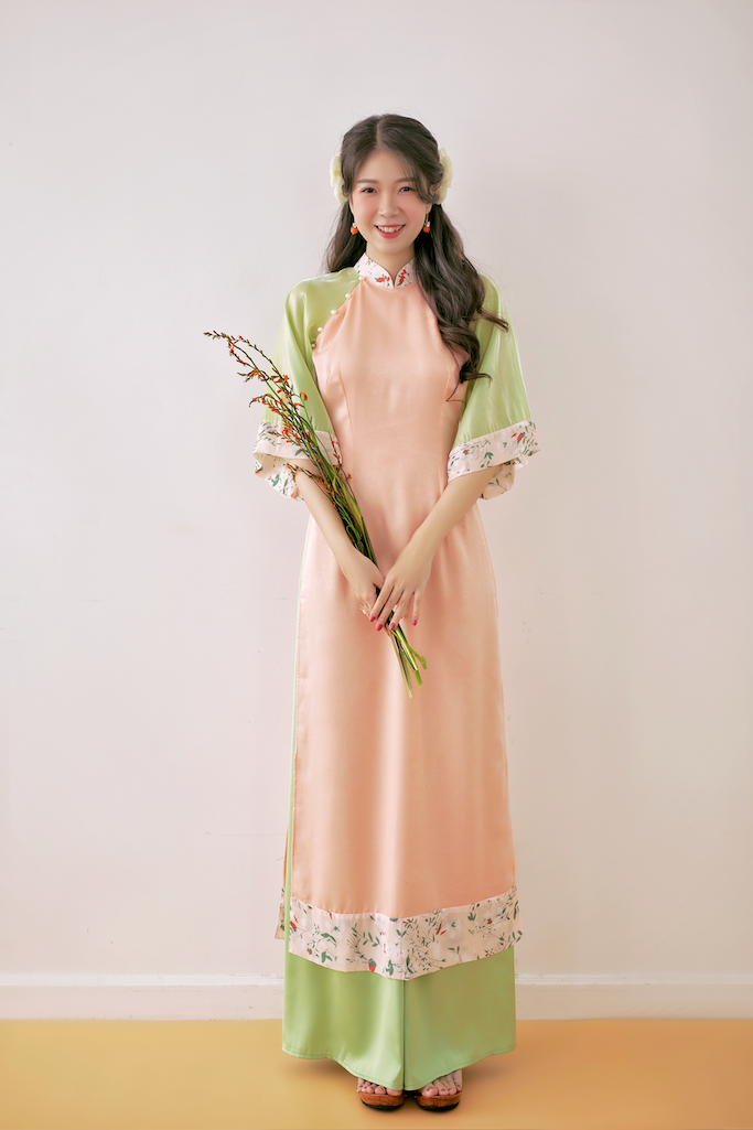 Sumire Store Áo dài Bách Hoa Xuân - Cam sữa