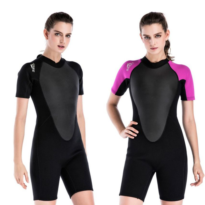 Lady's One Piece Short Sleeve Diving Suit 2mm Neoprene Tight Elasticity Swim Surf Snorkeling Clothing