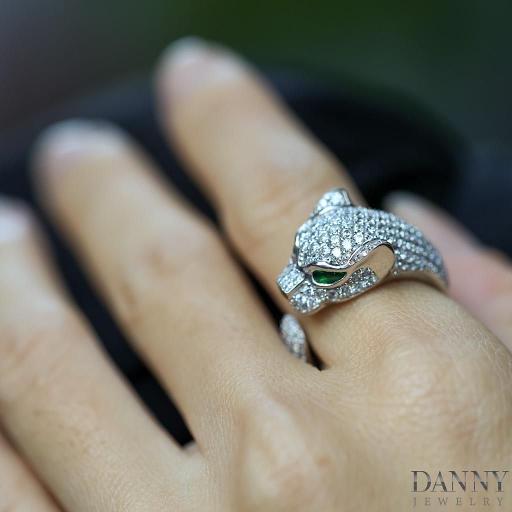 Nhẫn Danny Jewelry Bạc Thổ Nhĩ Kỳ Xi Rhodium Đính Đá CZ & Đá Zircon Biểu Tượng Con Báo N0002TNK