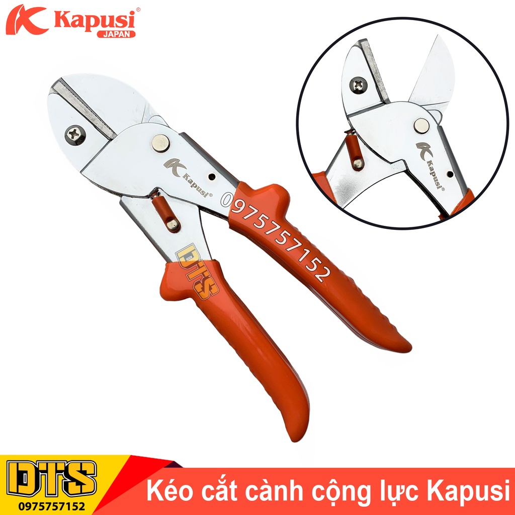 Kéo cắt cành cộng lực Nhật Kapusi JAPAN 8 inch/ 200mm, đa năng cắt cành to thép SK5 siêu sắc, độ bền vượt trội