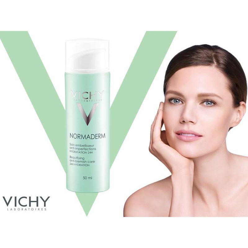 Kem Dưỡng Giúp Giảm Mụn, Giảm Bóng Dầu, Dưỡng Ẩm VICHY Normaderm TRI-ACTIV (50ml) - TẶNG MÓC KHÓA