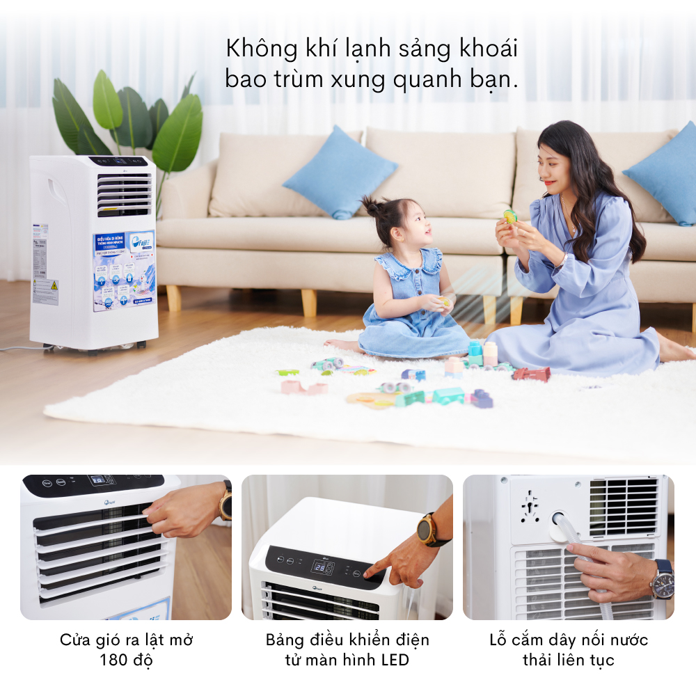 Máy lạnh đứng di động 12000BTU FUJIHOME, điều hoà di động mini không cần lắp đặt sử dụng app có điều khiển từ xa hút ẩm - Hàng Nhập Khẩu