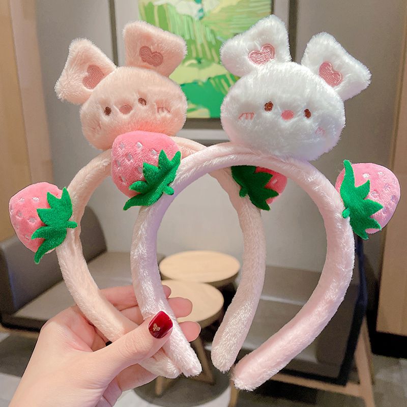 Set  2  băng đô cài tóc gấu dâu  , tai thỏ bông , xinh xắn dễ thương phong cách Hàn Quốc nhiều màu phụ kiện làm đẹp cho phái nữ
