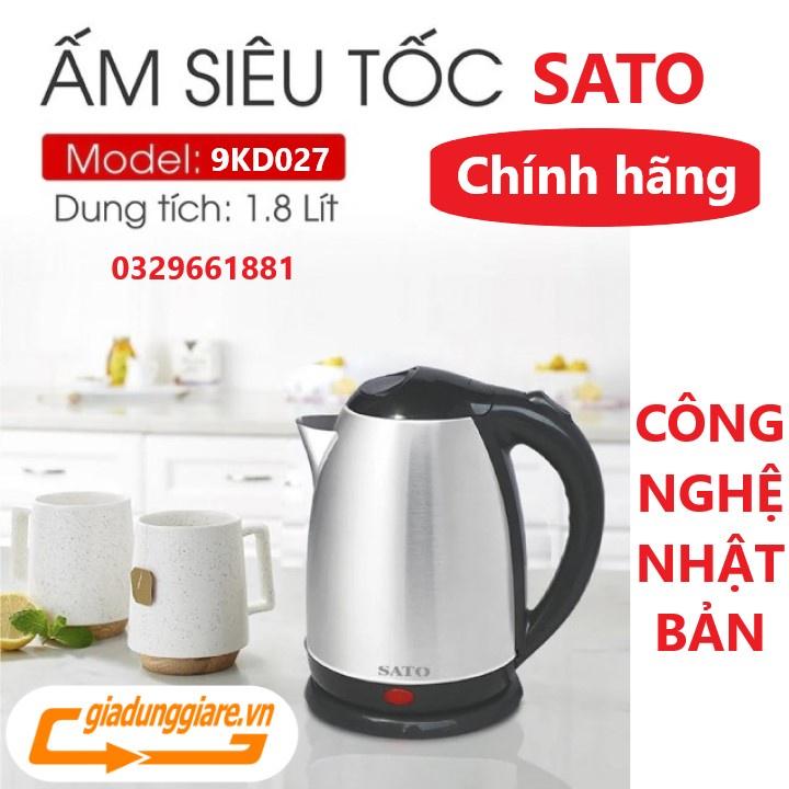 (Chính hãng) ẤM SIÊU TỐC SATO 1800ml INOX 2 lớp công xuất 1500W Hàng cao cấp công nghệ NHẬT BẢN - giadunggiare,vn