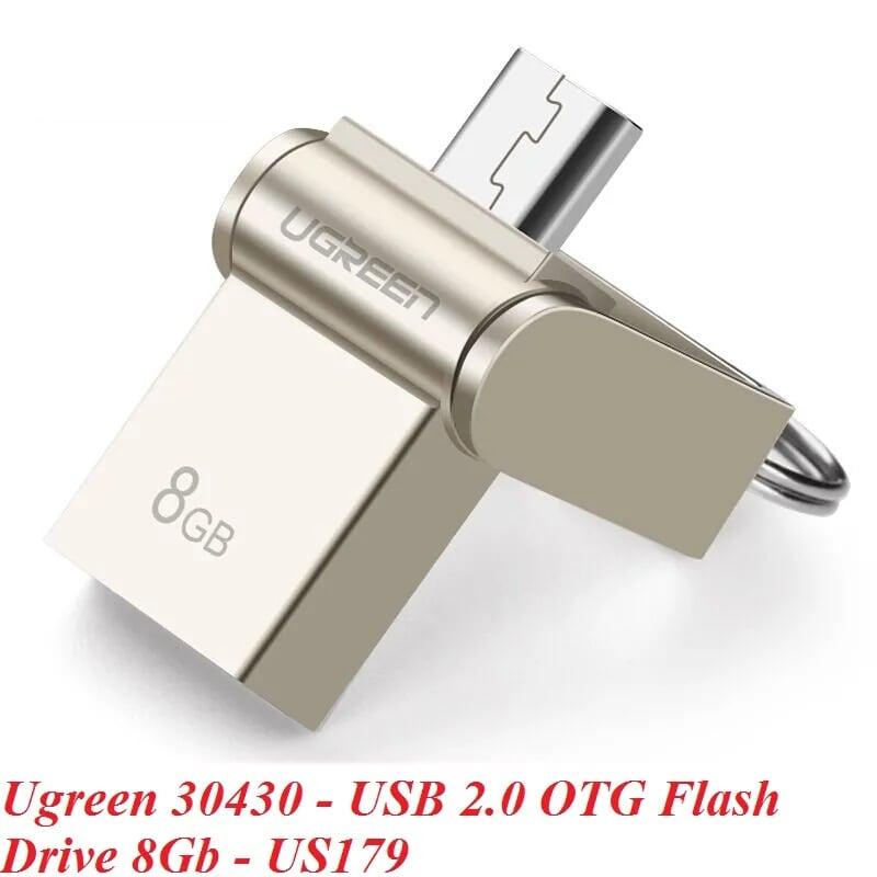 Ugreen UG30430US179TK 8G màu Bạc USB thẻ nhớ 2.0 + MICRO USB hỗ trợ OTG - HÀNG CHÍNH HÃNG