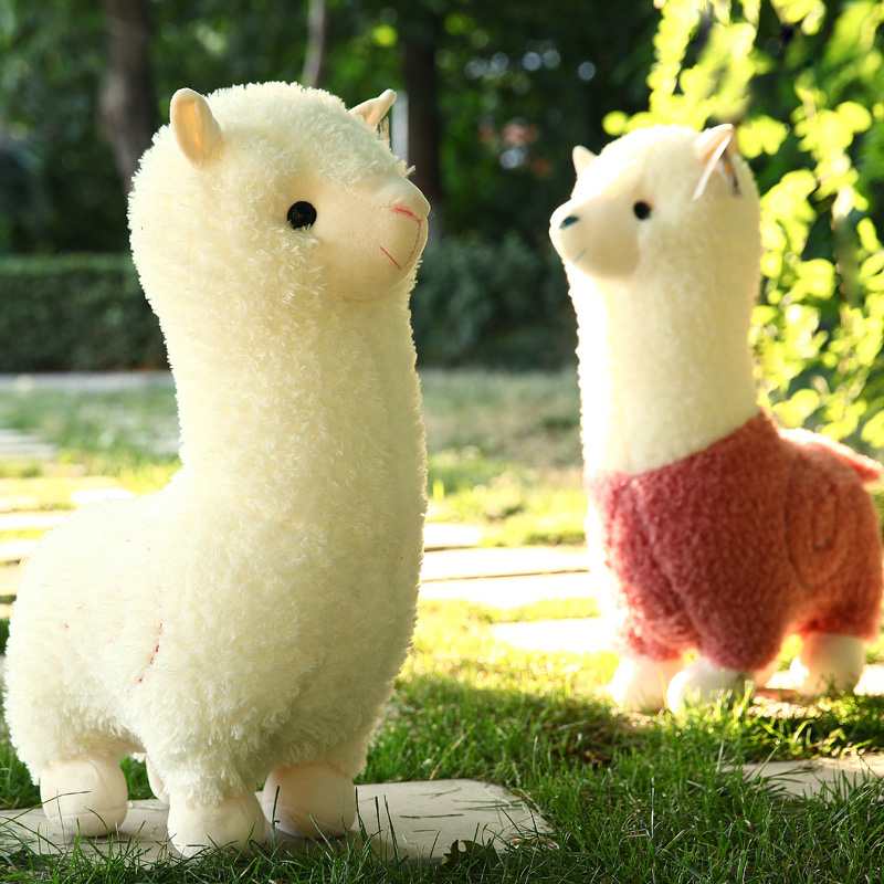 Gấu bông lạc đà alpaca dễ thương 2 màu hồng trắng kích thước từ 26-56cm