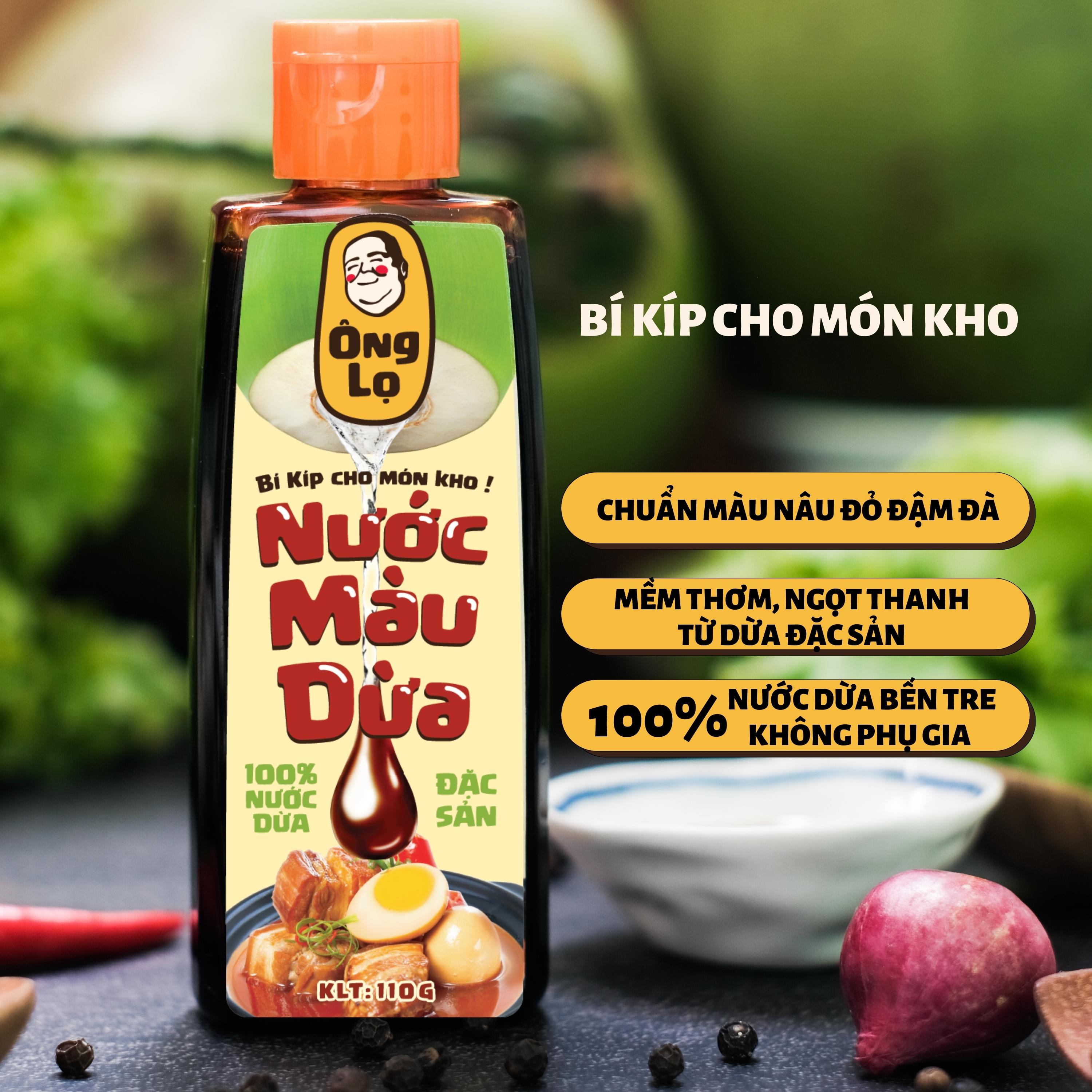 Nước màu dừa Ông Lọ 110g, chuyên dùng tạo màu cho món kho thịt cá, tiện lợi, đẹp màu, đậm vị, từ 100% nước dừa Đặc sản Bến Tre, không chất phụ gia