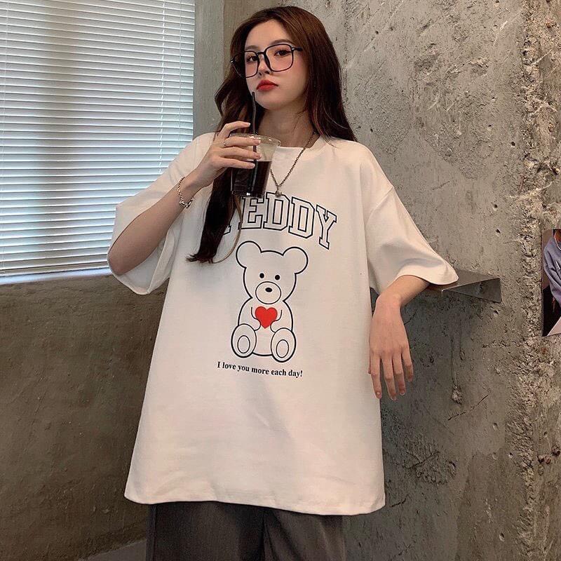 Áo Phông Nam Nữ Tay Lỡ - Áo Thun Nữ Form Rộng Freesize Ulzzang Vải Chất Cotton Mịn Mát Kita Unisex - Mẫu TEDDY BEAR