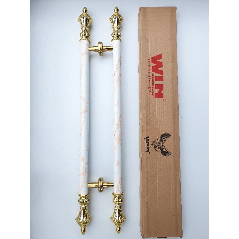 Tay nắm cửa, tay nắm cửa kính thủy lực giả đá trắng cam