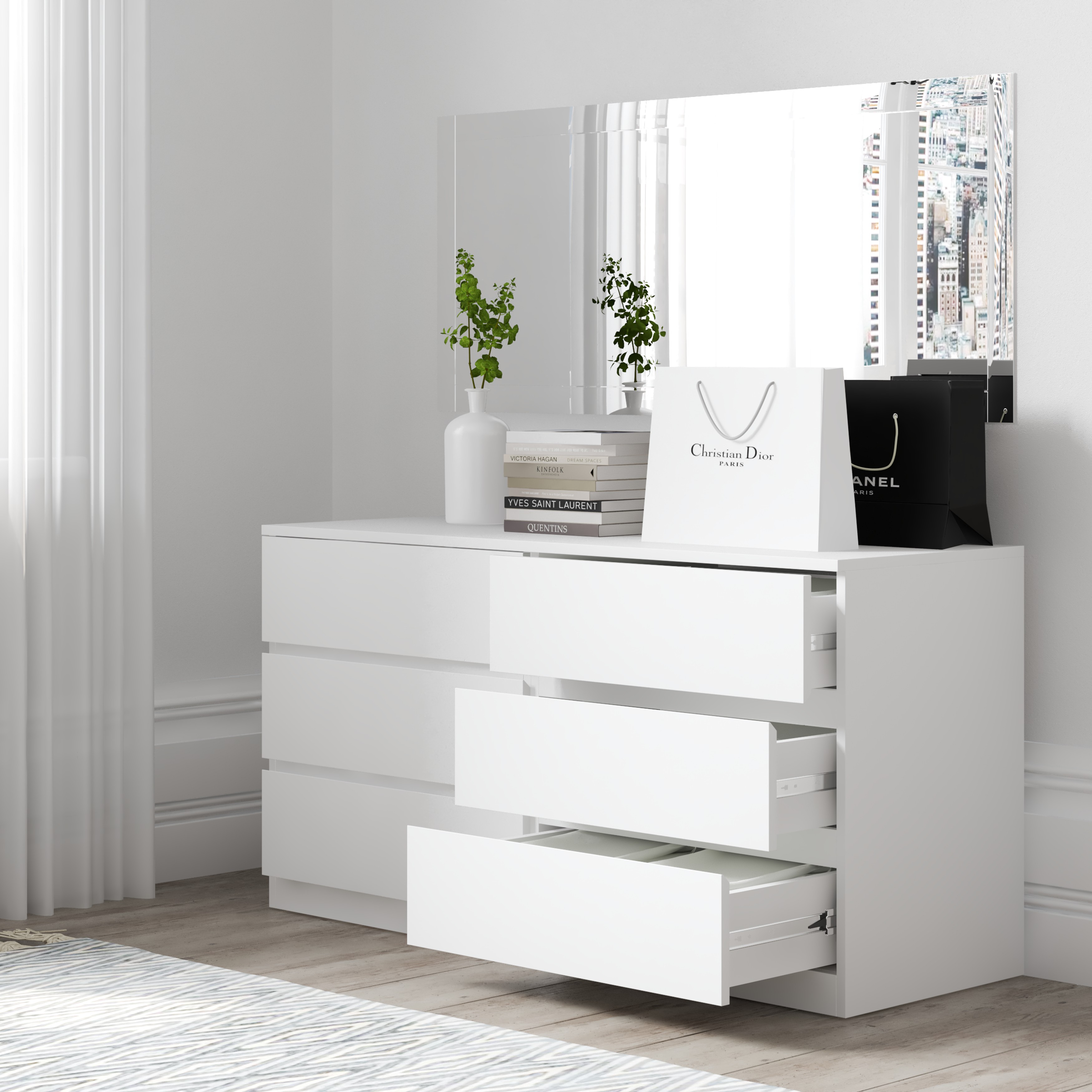[Happy Home Furniture] OLA, Tủ lưu trữ 6 ngăn kéo, 128cm x 45cm x 66cm ( DxRxC), THK_087