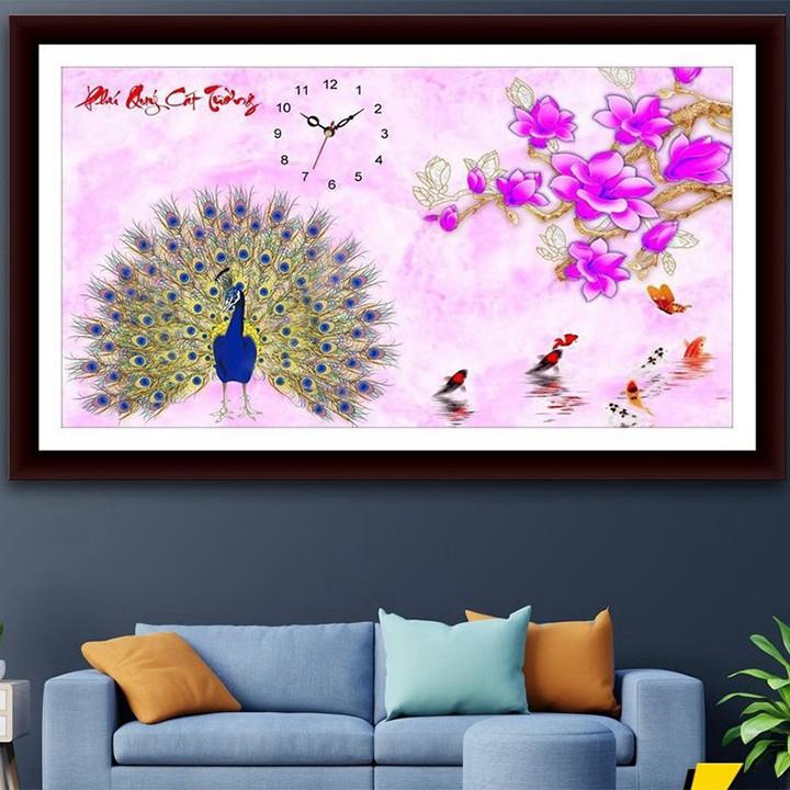 Tranh đá đồng hồ công phú quý cát tường VS219 - kích thước: 90 * 53cm.