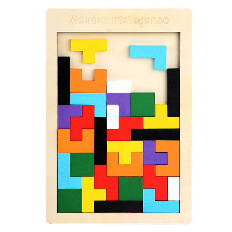 Đồ Chơi Thông Minh Sáng Tạo Cho Bé Bộ Ghép Hình Xếp Hình Tetris Bằng Gỗ Cao Cấp Cho Bé