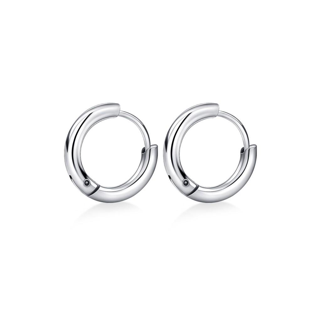 Bông tai nam inox khuyên tròn 12mm BT233 - 2 chiếc