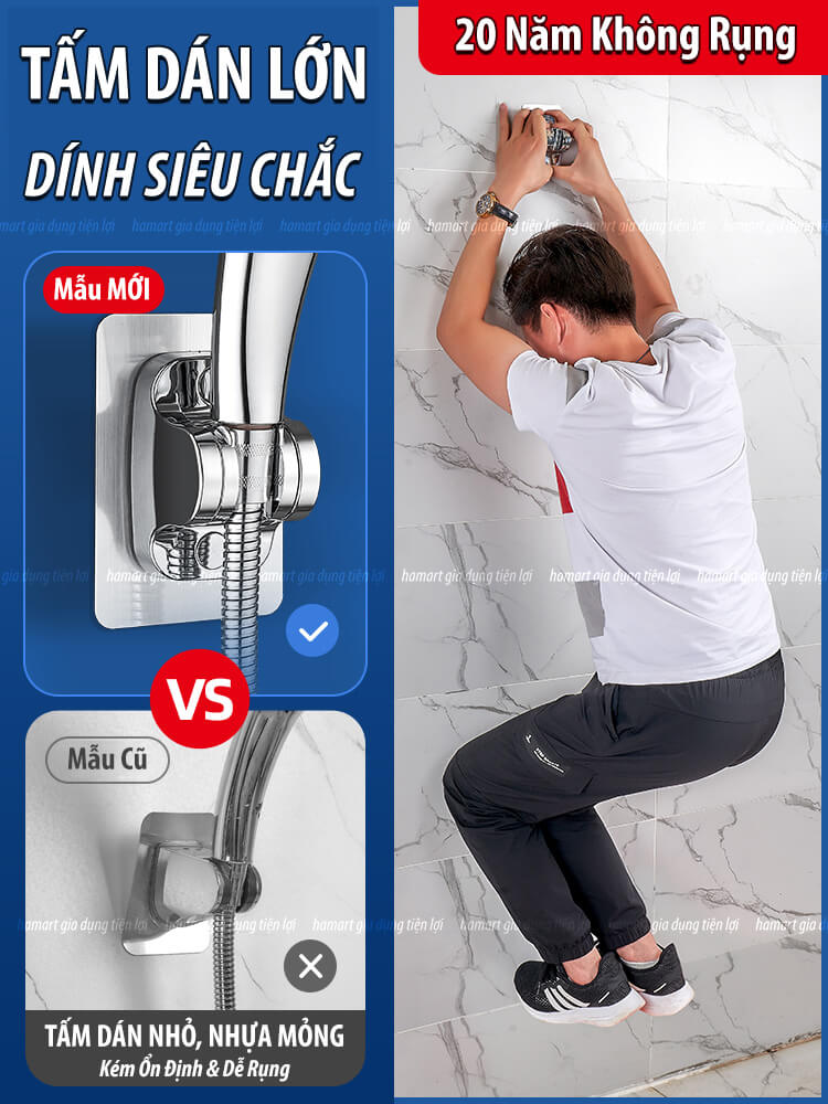 Giá Đỡ Vòi Hoa Sen Dán Tường Đế Góc Nghiêng 120º Móc Treo Vòi Xịt Nhà Tắm Siêu Dính Hamart