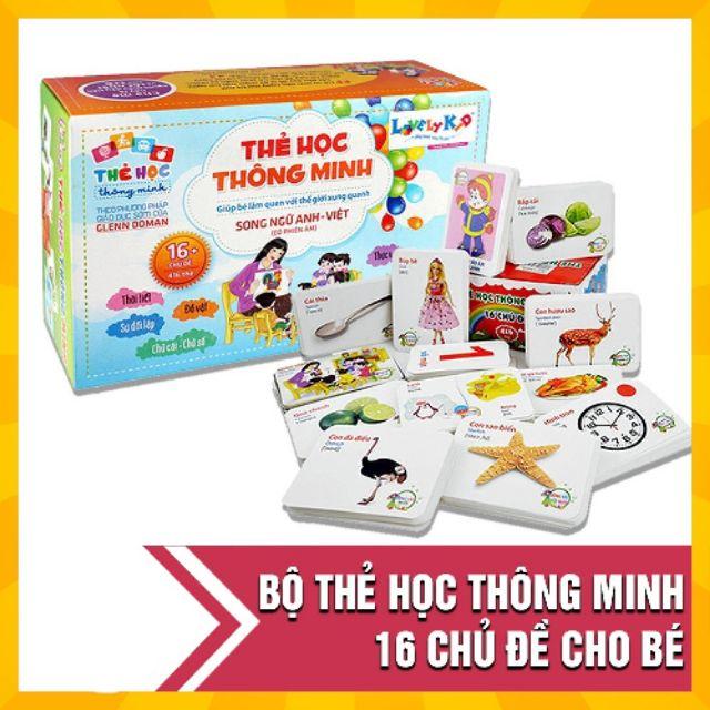 Bộ thẻ học thông minh 16 chủ đề tiếng anh tiếng việt cho bé phát triển trí não