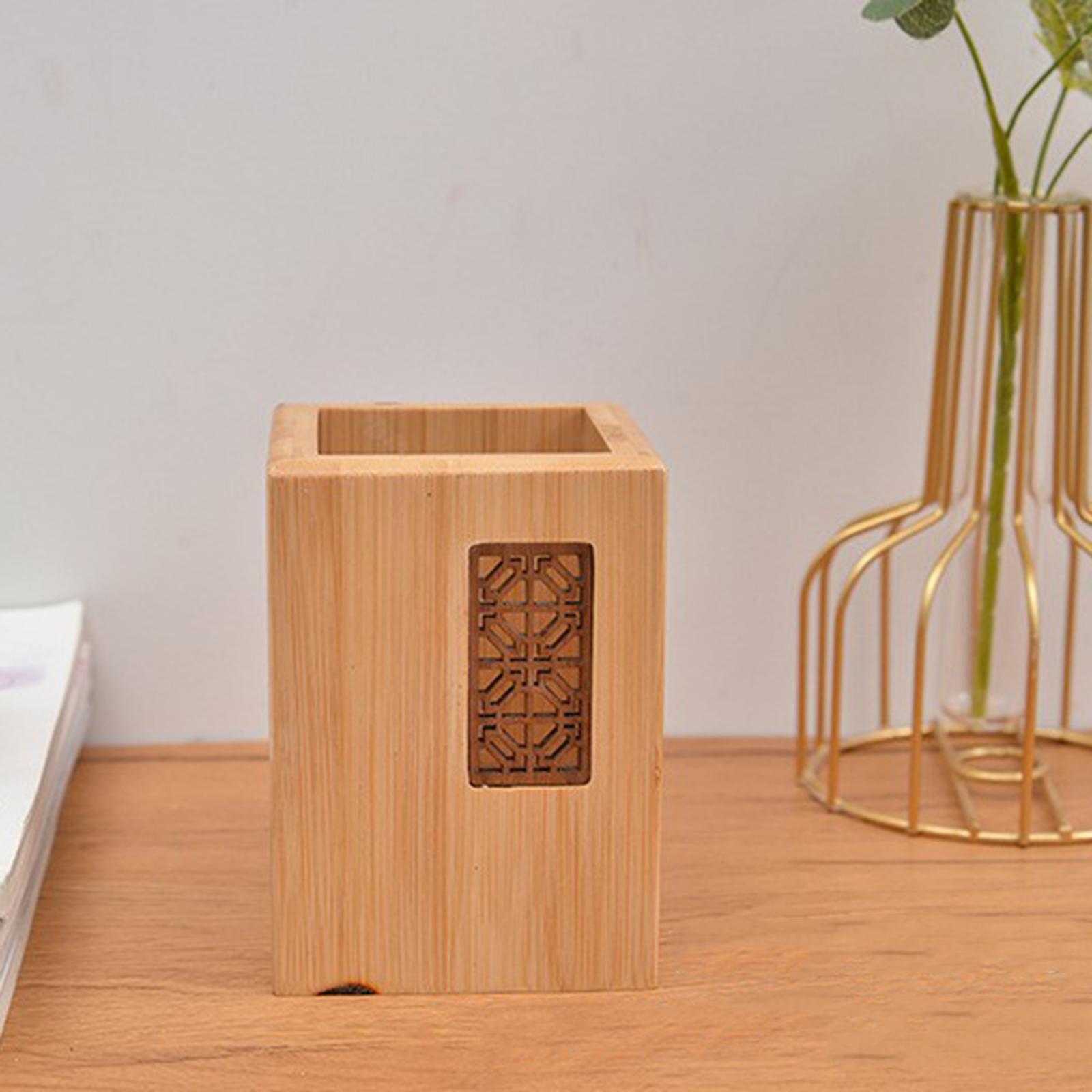 Wooden Pen Holder Desk Organizer Stationary  Art Supplies Table Desktop Display Stand Pencil Holder for Paint Brushes Make up Brushes