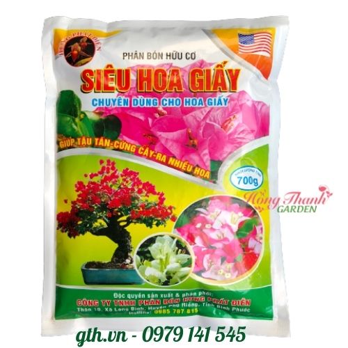 Siêu Hoa Giấy - Giải Pháp Cho Cây Hoa Giấy Ít Ra Hoa, Không Ra Hoa - Phân Bón Hữu Cơ Chuyên Dùng Cho Hoa Giấy, Cây Cảnh - Giúp Tán Xum, Cứng Cây, Sai Hoa 700g