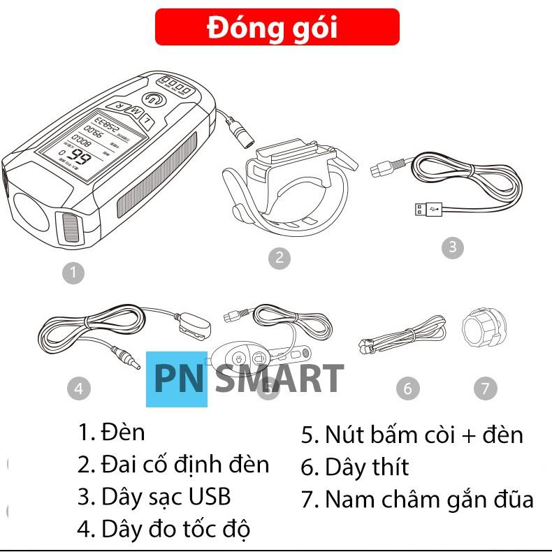 Đèn xe đạp siêu sáng đa năng có Đồng hồ đo tốc độ và Còi cao cấp