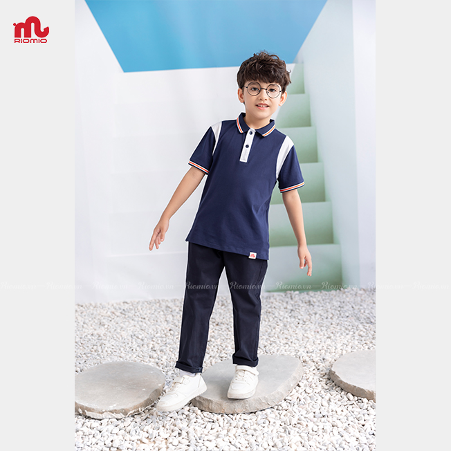 Áo thun Polo bé trai Riomio cotton thoáng mát thấm hút mồ hôi style Hàn Quốc đi học du lịch 5,6,7,8,9,10,11 tuổi RA669