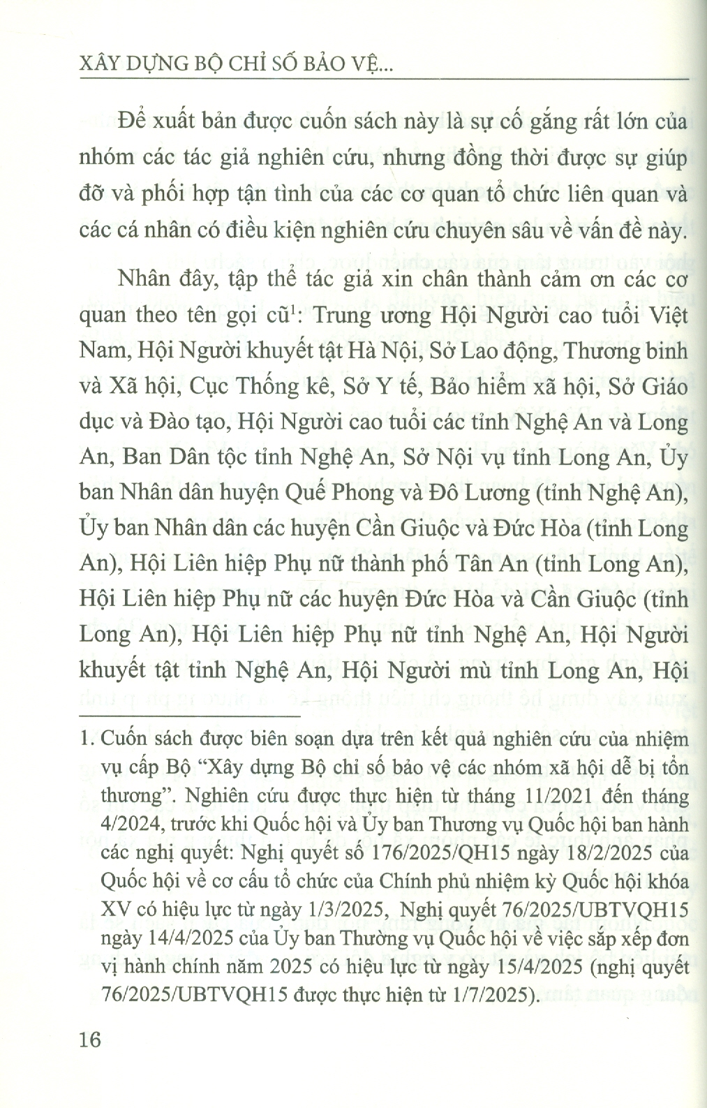 Xây Dựng Bộ Chỉ Số Bảo Vệ Các Nhóm Xã Hội Dễ BịTổn Thương (Sách chuyên khảo)