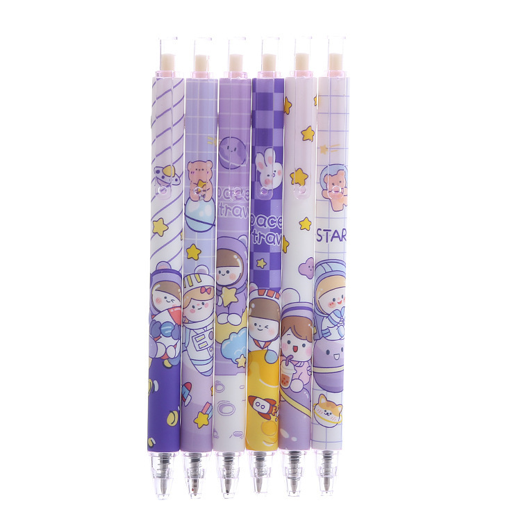 Bút gel bấm mực đen Màu tím phi hành gia Dễ thương ngòi 0.5mm xinh xắn phụ kiện văn phòng phẩm BDC