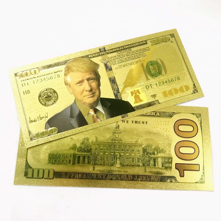 Tờ lưu niệm 100 USD hình Tổng Thống Trump bằng plastic mạ màu vàng, sưu tầm độc lạ, quà tặng bạn bè người thân thú vị - TMT Collection - SP005230