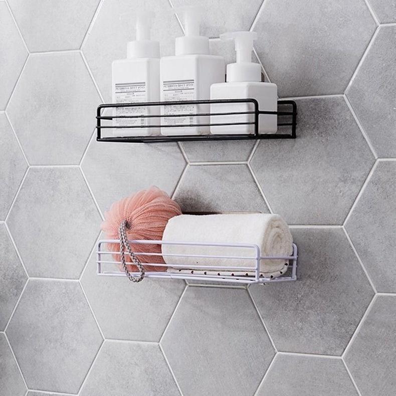 Kệ Dán Tường Kim Loại Hình Chữ Nhật Kệ Nhà Tắm Giá Đựng Vật Dụng H257